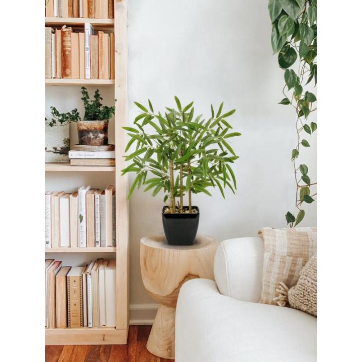 43 cm kunstplant bamboe bonsai in zwarte keramische pot kunstbamboe kamerplant voor badkamer, eetkamer, woonkamer decoratie