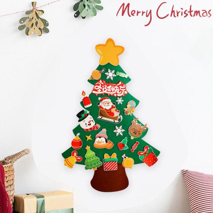 Filz-Weihnachtsbaum für Kinder,Filzbaum für Kinder zum Dekorieren - Weihnachtsbaum handgefertigte Lieferungen abnehmbare Ornamente - Kinder-Weihnachtsbaum, Weihnachtsbaum-Wandauf