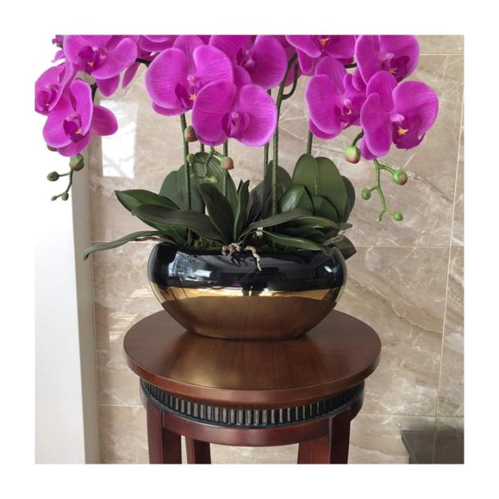 Kunstblumen Künstliche Pflanzen, künstliche Phalaenopsis-Orchidee, Schmetterlingsorchideen mit Keramik-Blumentopf, realistische Blumendarstellung im Topf für jeden Anlass
