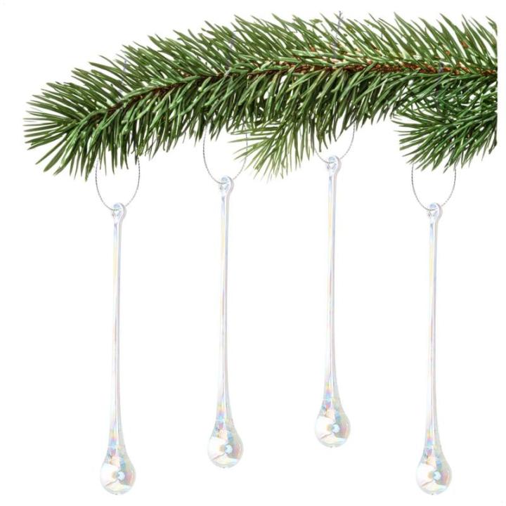 6x Kerstboom ijsdruppels - Kerstboomversiering voor de kerstboom - Kerstboomversiering - Kerstversiering (6x druppels - 1 maat)