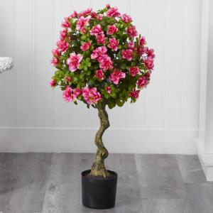 Künstlicher Formschnitt-Baum, Azalee, ca. 90 cm, Pink, 48 cm x 48 cm x 90 cm