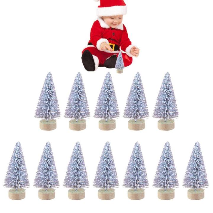 12 Stück Weihnachtsbaum aus Sisal Seidenzeder Miniatur Kiefer Flaschenbürstenbäume künstlicher mattierter Sisal-Weihnachtsbaum für die Weihnachtsdekoration,Tischdekoration