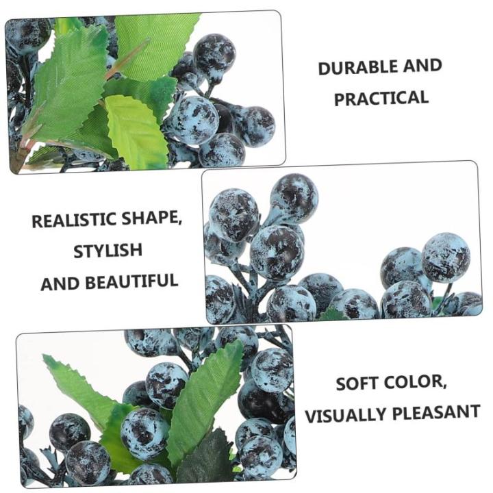 5st Künstliche Beeren Heidelbeerstiel Kranz Beeren Stechpalmenbeerzweige Xams Baumdekor Rote Beere Rote Beerenverzierung Material Für Blumenarrangements Beerenstängel Blue Plast
