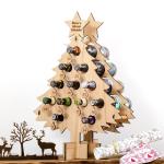 Holz Weihnachtsbaum Alkoholhalter 24 Tage Countdown Adventskalender Erwachsene Advent Weinständer für 24 Mini Flaschen Weihnachten Dekor Countdown Kalender Ständer