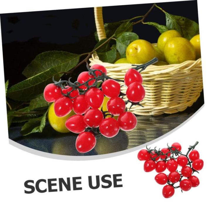 16 STK Simulierte Kirschtomaten Simulationsfrucht Simulation Kirschtomaten Gefälschte Kirschtomaten Schmücken Kirschtomatenmodell Dekorative Kirschtomaten Obst-Requisite Rot PVC
