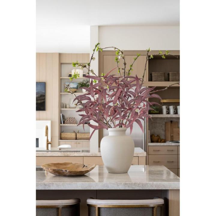 Künstliche Eukalyptusstiele, 86 cm langer Stiel mit rosig-braunen Eukalyptusblättern, künstliche Seiden-Eukalyptuszweige, künstliches Grün für Blumenarrangement, Zuhause, Bü
