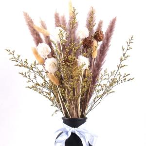 Pampas gedroogde bloemen, decoratie, natuur, 63 stuks, doe-het-zelf, gedroogde bloemen, boeket, ideaal voor boho, woonkamer, slaapkamer, vazen (LZGSGO-0103)