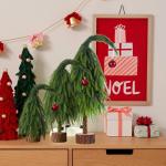 Kleiner Weihnachtsbaum 30 cm/45 cm/60 cm Christbaumschmuck, Bezaubernder Christbaumschmuck mit krummem Hals, künstlicher Mini-Weihnachtsbaum für Weihnachten, Festliche Feiertage,