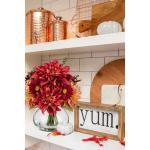 Dalia Kunstbloemen als echt in ovale glazen vaas met kunstwater, decoratieve bloemen, chrysant bloemstuk voor thuis, woonkamer, badkamer, herfst, decoratie