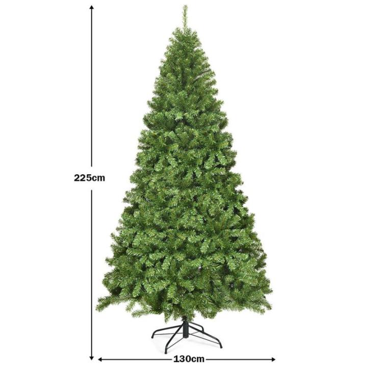Kunstkerstboom, 180 cm/225 cm, dennenboom met metalen standaard, kerstboom 928/1346 twijgen, pvc-naalden, kunstboom, Kerstmis, klapsysteem, groen (225 cm)