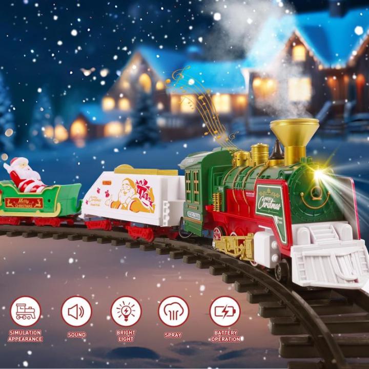 Hanging Christmas Train Set - Kersttrein speelgoed met licht en geluid voor jongens en meisjes, trein speelgoedset rond onder de kerstboom, beste kerstdecoratie voor binnen voor ge