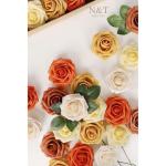 Kunstbloemen, rozen, 25 stuks, kunstrozen met stelen voor bruiloftsfeest, oogstfeest, herfstdecoratie, Valentijnsdag, Moederdag, woondecoratie, gemengd oranje