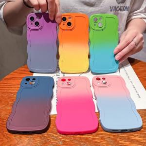 Miagon Gradient esthetische golfhoes voor iPhone XS Max, schattige golven, telefoonhoes voor dames en meisjes, krullend frame, design, siliconen TPU bumper beschermhoes