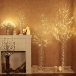 Kerstboomtakset van 1,5 m, 1,5 m, berkenboom met warme witte leds, timer, netvoeding, met waterdichte adapter voor buiten en binnen, kerstdecoraties
