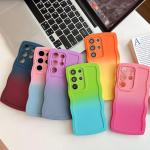 Miagon Gradient esthetische golfhoes voor Samsung Galaxy S20 Ultra, schattige golven, telefoonhoes voor dames en meisjes, krullend frame, design, siliconen TPU bumper beschermhoes