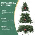 Vorbeleuchteter künstlicher Weihnachtsbaum mit Lichtern, Grüner Tannenbaum Christbaum mit Metallscharnieren,faltbarem Sockel und Baumkorb für Zuhause,Party,Büro,Bar,210CM/7FT