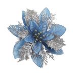 12 Stück Glitzernde Weihnachtssterne 14 cm Poinsettia Weihnachtsblumen für Festliche Baumdekorationen und Weihnachtsfeiern (Hellblau)