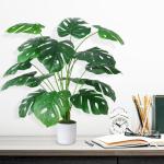 Kunstpalmbladeren, plant in pot, 18 takken, 71 cm, kunstmatige tropische monstera-planten, groene bladeren, Hawaiiaanse Monstera-plant, splitphilo-plant, grote groene plant