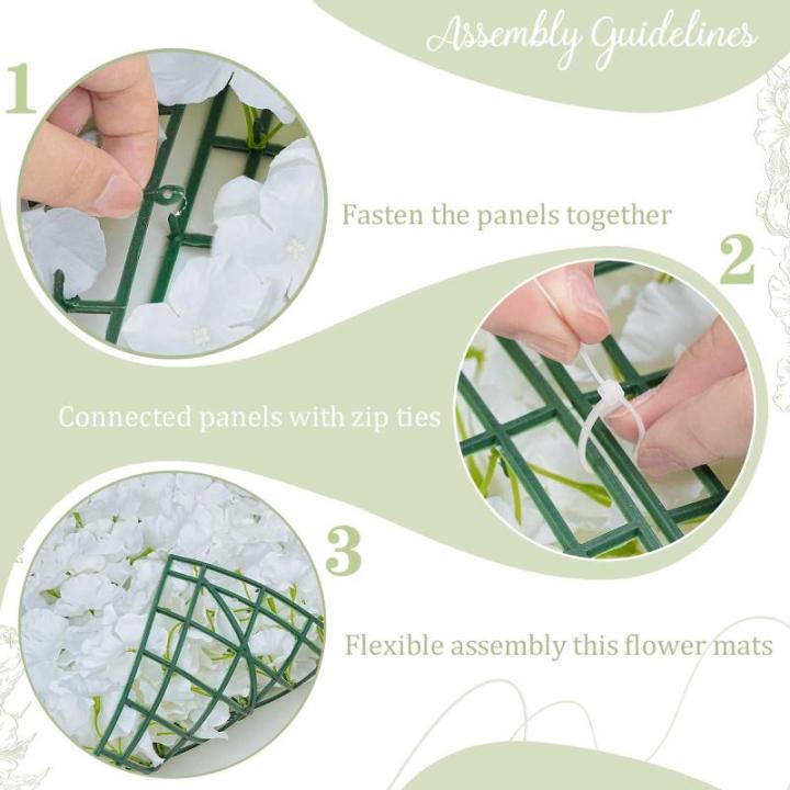 Blumenwandpaneele Weiß – Blumenwandhintergrund Seidenblumen Panel für Zuhause, Blumenwandpaneele, Hochzeitshintergrund, Abschlussfeier, 6 Packungen