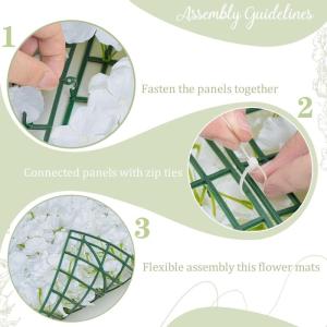 Blumenwand-Hintergrundpaneele – Weiß, 2 Stück, Blumenwandpaneele, 0,4 x 1,2 m, Seidenblumen-Wanddekoration für Hochzeit, Party, Weihnachten, Valentinstag, Dekoration