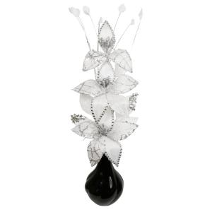 – 723163-813 Kleine vaas met witte kunstnylon bloem in vaas, ornament, home accessoires, 32 cm