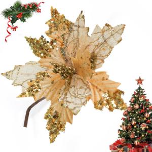 3 Pcs Silber Ornamente Für Weihnachtsbaum, Weihnachten Weihnachtsstern Künstliche Blumen Dekorationen, für Weiß Silber Weihnachtsbaum Wreaths Floral Geschenk Winter Hochzeit Ur