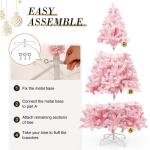 210 cm kerstboom bevlokt roze met volle vlokken decoratie met sneeuwvlokken, 1200 takpunten dennenbladeren van pvc en stabiele basis, kerstboom voor kerstdecoraties