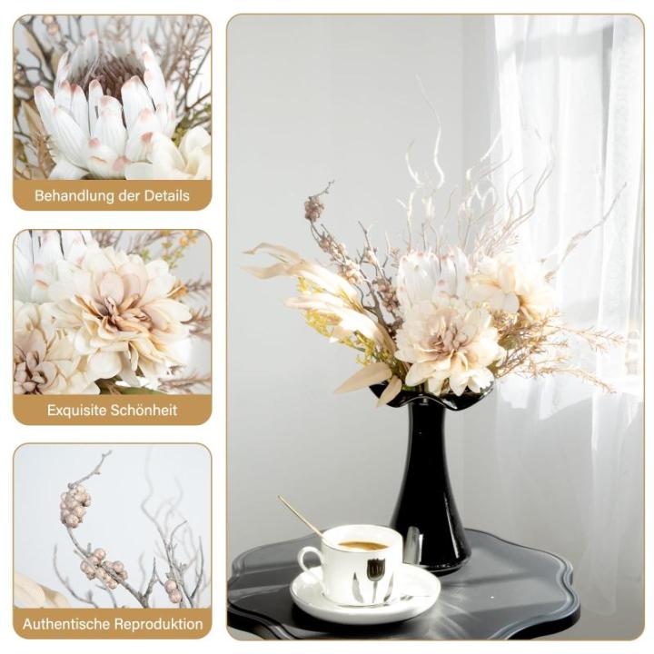 als echt groot boeket, wit, dahlia, bamboebladeren, keizerbloem met stelen, bloemstukken, bruiloft, boeket voor doe-het-zelf thuis, tuin, bruiloft, festival, decoratie