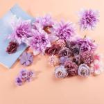 26 stuks hoofden 2-10 cm verschillende soorten kunstdecoratie bloemen mini kunstbloemkoppen, voor taartdecoratie, bruiloft, doe-het-zelf huishandwerk, decoratie,