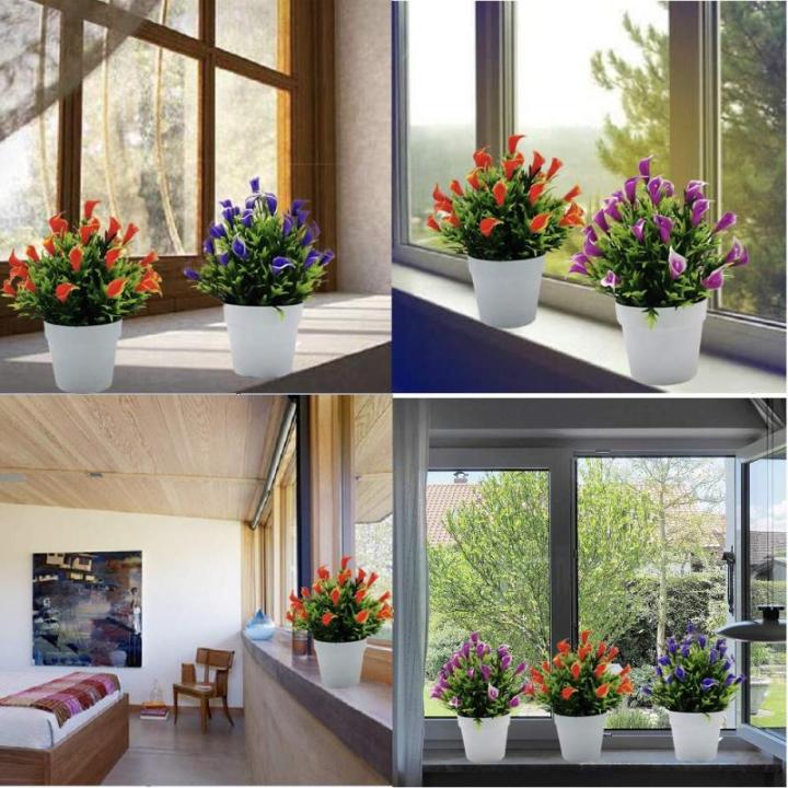 Kunstmatige Callalilie bloempotten - 3 stuks Calla Lillies groene planten - kunstmatige callalilie in potten voor wooncultuur bruidsbruiloft, kantoor, DIY bloemenarrangementen