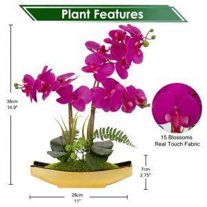Phalaenopsis Kunstorchidee Bonsai namaakbloemen zijde kunstorchidee bloemenarrangement met keramische pot voor tafeldecoratie woonkamer wooncultuur 38 cm