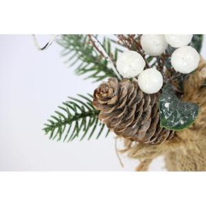 Kunstmini-kerstbomen met bessendennenappels, ster dennentakken in jute pot, 23 cm, set van 2 bloemstukken, kunstbloemen, winterbloemen, planten, takken, kerstdecoratie, tafeldecora
