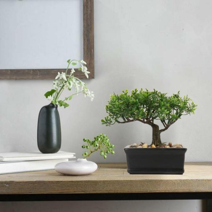 Kunstmatige bonsai in pot, kunstmatige bonsai-boom, bonsai kunstplant als echt, Japanse decoratie, kunstboom, bonsai, podocarpus, kunstkamerplanten voor badkamerdecoratie, bureau, 