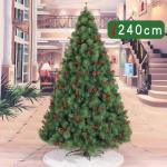 geschmückter künstlicher Weihnachtsbaum, komplett aus tannenholz, mit tannenzapfen aufklappbar, Weihnachtsbaum-metallständer für saisonale Feiertage – grün, 7,8 fuß, das Ne