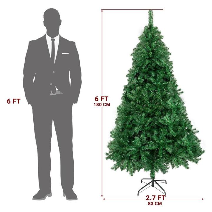 Kunstkerstboom - 180 cm kerstboom met metalen standaard, hoogwaardige en duurzame kerstboom van pvc voor thuis, kantoor, winkels en hotels (groen, 180 cm)
