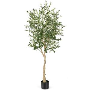 Olijfboom, kunstplant, 182 cm, grote in pot, kunstboom, lijkt op een echte plant, plastic plant, decoratie, woonkamer, slaapkamer, kantoor (182 cm, 1)
