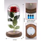 Die Schöne und das Biest Ewige Rose, Rote Galaxie Rose Geschenk für Mama, Rose in Einer Glaskuppel mit LED Licht Holzsockel für Freundin Frau am Muttertag Geburtstag Valentinsta
