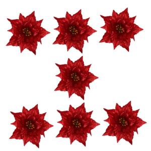 7st Künstliche Blumen Weihnachtsdekoration Gefälschte Weihnachtsblumen Weihnachtskranz Blumen Christbaumschmuck Künstliche Weihnachtsblumen-Picks Gefälschte Blumen Strauß Spor