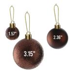 bruine kerstbalornamenten voor kerstversiering - 36 stuks kerstboom onbreekbare ornamenten met ophanglus voor vakantie- en feestdecoratie (combo van 6 stijlen in 3 maten)