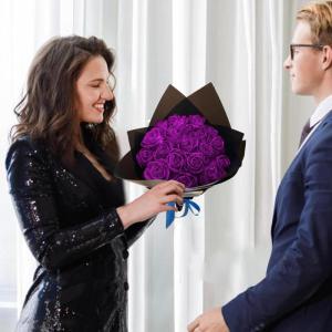 Voor altijd rozenboeket, geconserveerd boeket rozen, Forever Foam romantische bloemen, woondecoratie voor vriendin, verloofde