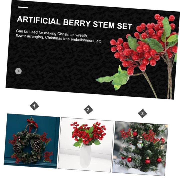 5st Künstliche Beeren Gefälschte Beerenpflücker Artificial Pine Branches Künstliche Zweige Falsches Beerenspray Kranz Beeren Blumendekorationen Blumenarrangement Beeren Plastik