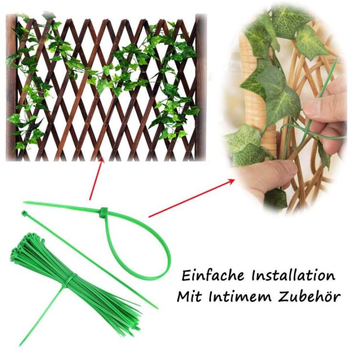 Efeu Künstlich Girlande, 12 Stück Grün Efeu mit Nylon Kabelbinder Pflanzen Efeuranke für Garten Hochzeit Party Wanddekoration
