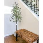 210cm künstliche Olivenbaum, nur für den Innenbereich mit lebendigem Stamm, verstellbarem Zweig und prallen Oliven, deko für Büro, Laden, Wohnung und Party