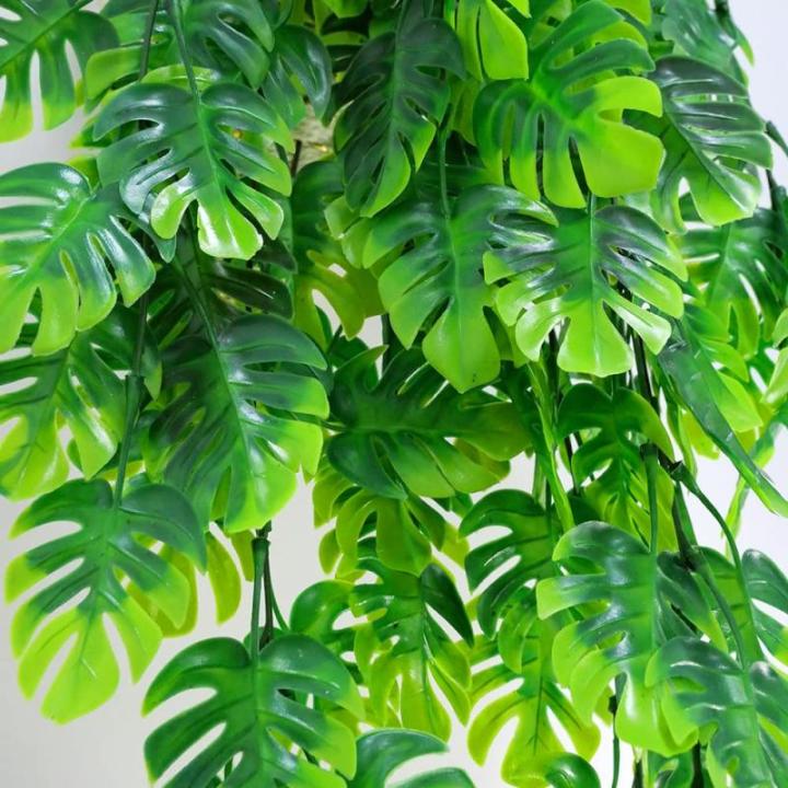 3 kunstmatige Monstera-bladeren, kunstmatige groene plantenbladeren, hangende bladeren voor binnen en buiten, thuis, tuin, poortdecoratie