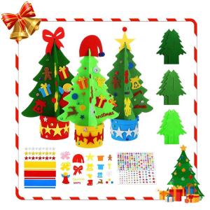 3-delige knutselset voor kerstboom, vilten kerstdecoratie, kerstknutselset, doe-het-zelf kerstknutselen, decoratieset voor winter, ideaal knutselhandwerk voor winter, Thanksgiving,