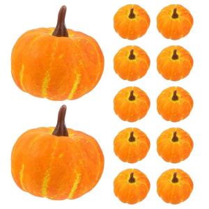 Kunstpompoenen, 12 stuks pompoenen, herfstdecoratie, kunstpompoenen, decoratieve pompoen, mini-oranje, decoratie, voor herfst, herfst, Halloween, Thanksgiving versieren en tonen
