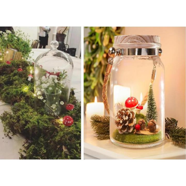 Decoratieve vliegenzwammen op de Drath, 35 stuks (20 mm) paddenstoelen, mini-paddenstoelen om te knutselen, decoratie als tafeldecoratie voor bruiloft, kinderverjaardag, miniatuur 