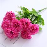 Kunstblumen Künstliche Pompon-Chrysantheme Kunstblumen Innen Heißes Rosa Seidenblumen Dekoration für Draußen Garten Outdoor Balkon