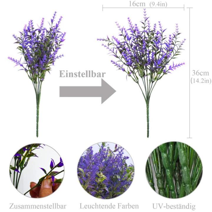 voor buiten, 12 bundels lavendel, , UV-bestendige balkonplanten, kunstplanten, struiken voor buiten, binnen, balkon, balkonbak, bloembak, lila