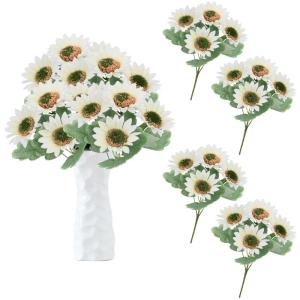 Kunst Blumen 20 Stück Künstliche Sonnenblumen Kunstblumen Deko Einzelstiel wie Echte Fake Sunflower Kunstpflanze für Hochzeit Blumensträuße Garten Tischdeko 1509